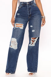 Simple Pleasure 90's Baggy Jeans - Dark Wash Ins Street